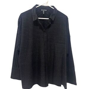 OSKA Women's Unlined Lightweight Black Striped Wool Jacket size 1 US6/8